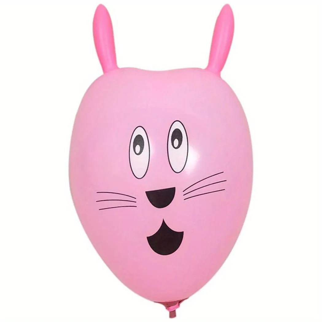 10 Pcs Long Ear Bunny Head Balloons - Easter Holiday Party Decorations & Gifts