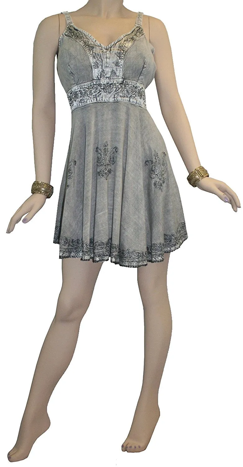 1021 B Sweet Empire Flare Spaghetti Strap Summer Tunic Dress