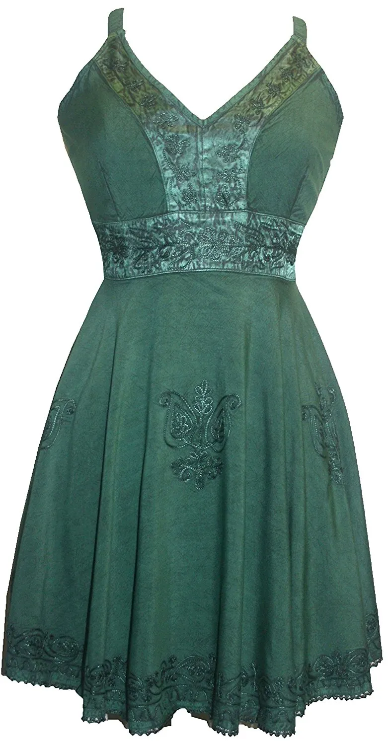 1021 B Sweet Empire Flare Spaghetti Strap Summer Tunic Dress