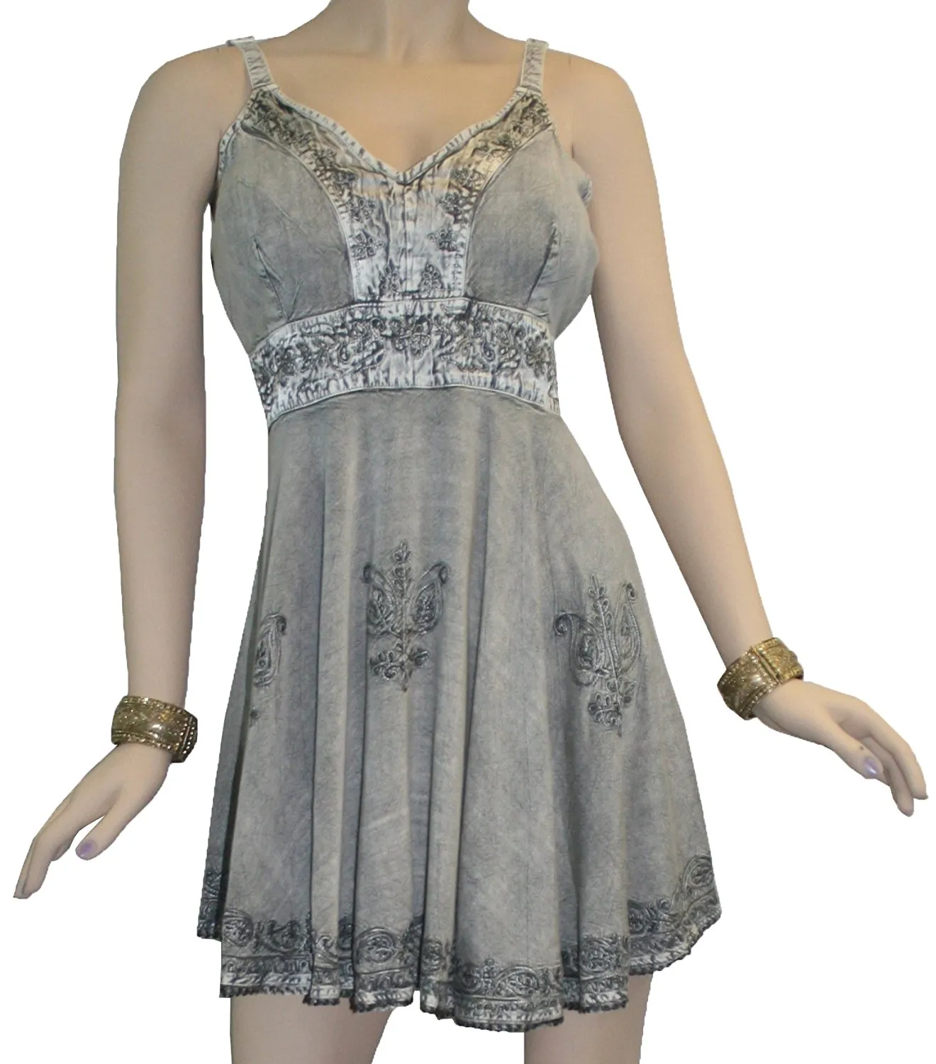 1021 B Sweet Empire Flare Spaghetti Strap Summer Tunic Dress