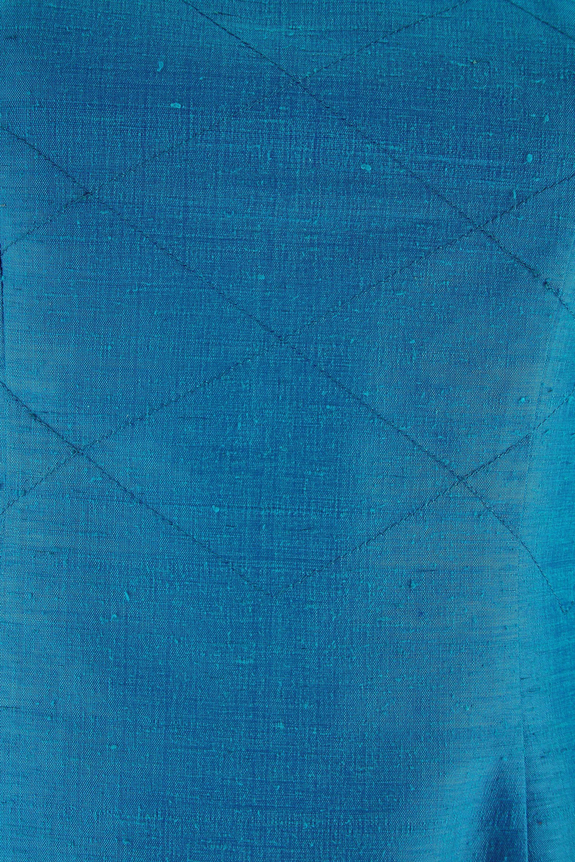 1960s Tony Armstrong Raw Silk Turquoise Dress