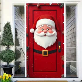1pc Modern Polyester Santa Claus Door Hanging Banner - 35.4" x 70.9" Festive Holiday Decoration for New Year's Celebration, Indoor Christmas Party Decor, No Power Needed