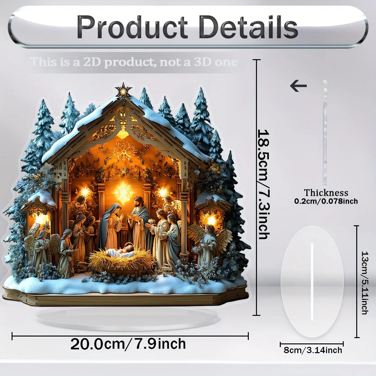1pc Nativity Scene Acrylic Display Plaque with Stand - Perfect for Office Desk, Living Room Decor | Ideal Birthday & Christmas Gift for Friends | Versatile Religious Theme Home Decoration