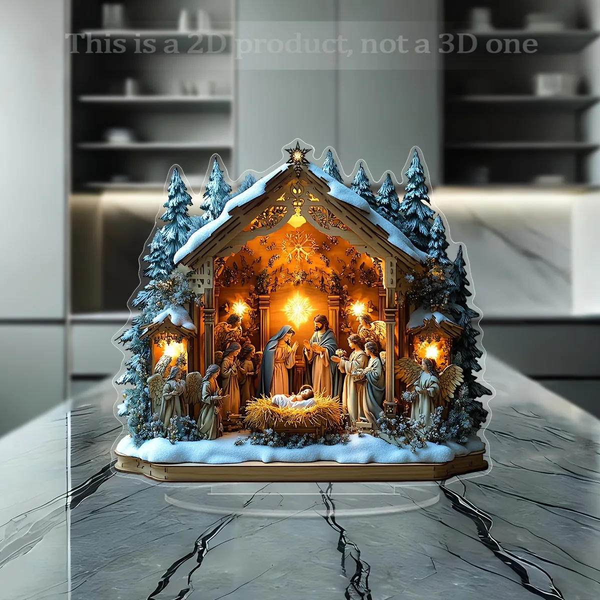 1pc Nativity Scene Acrylic Display Plaque with Stand - Perfect for Office Desk, Living Room Decor | Ideal Birthday & Christmas Gift for Friends | Versatile Religious Theme Home Decoration