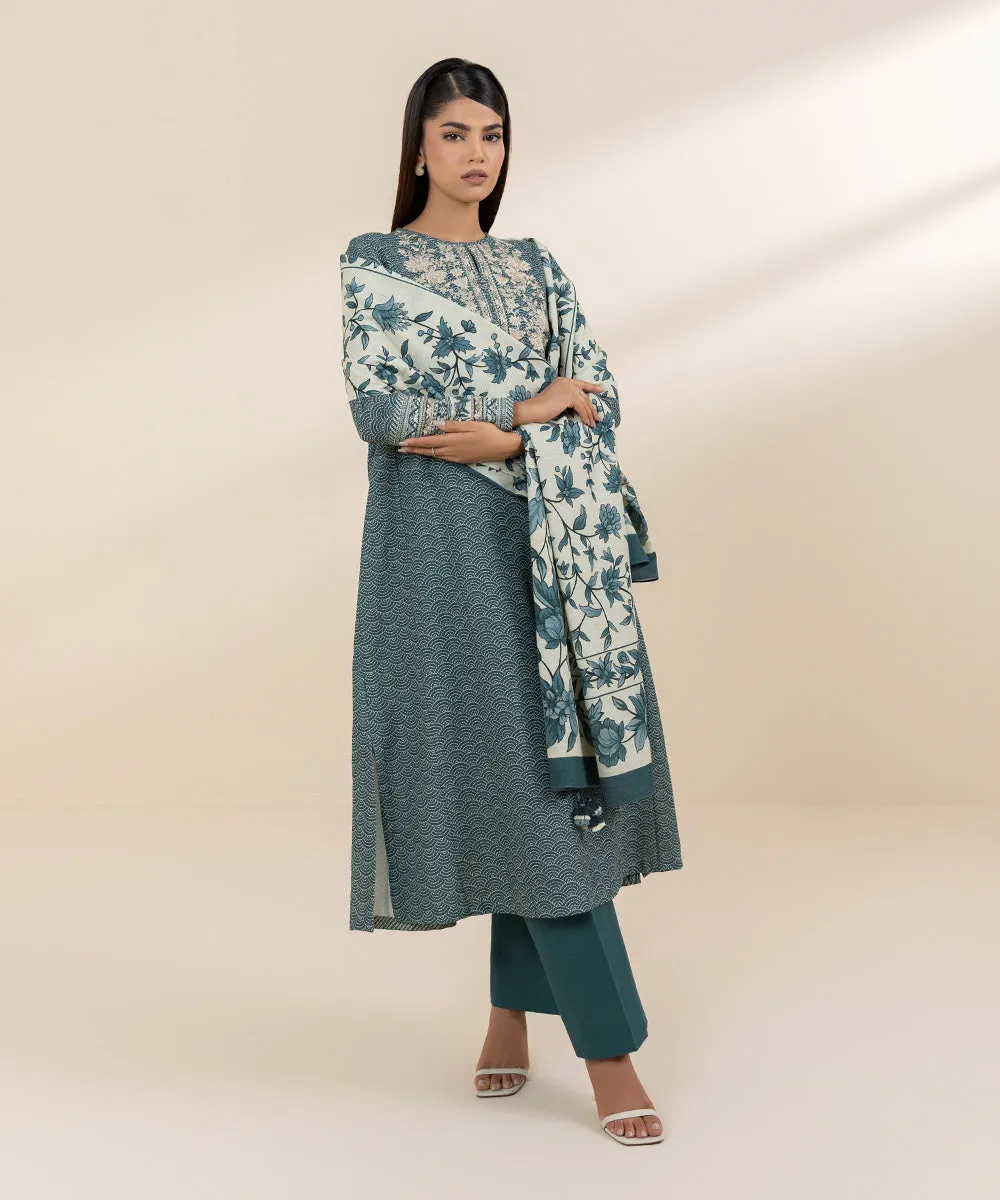 2 Piece - Embroidered Khaddar Suit