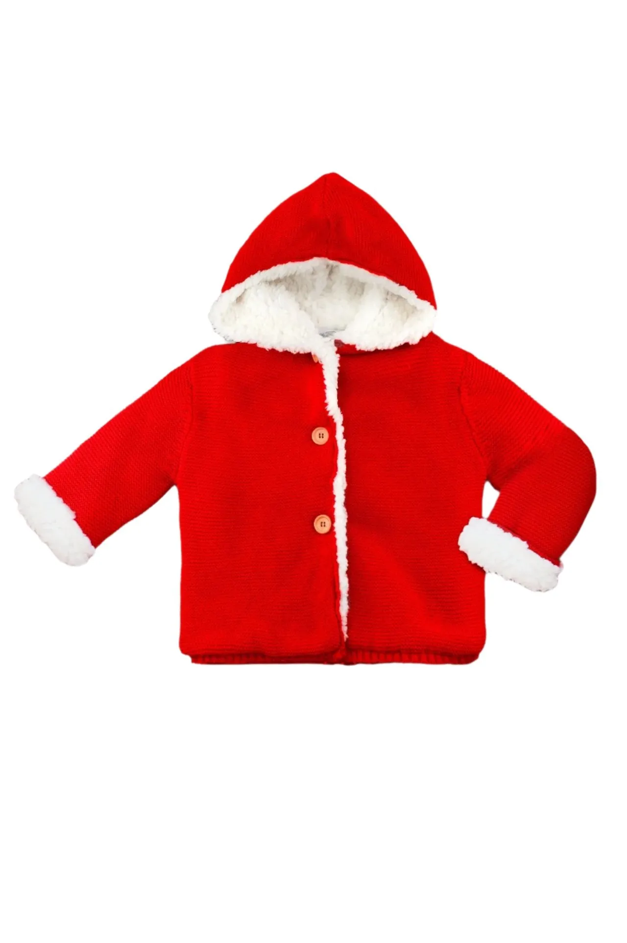 8191-Red Baby Boy Hooded Sherpa-Lined Jacket