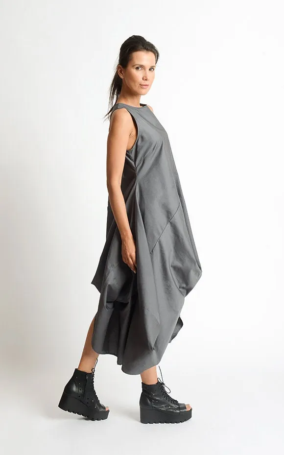 Elegant Asymmetric Sleeveless Dress in Chic Gray