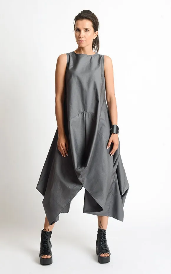 Elegant Asymmetric Sleeveless Dress in Chic Gray