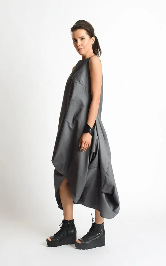 Elegant Asymmetric Sleeveless Dress in Chic Gray