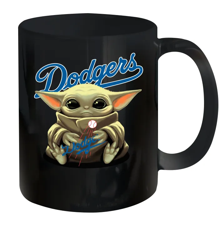 Baby Yoda Hugs Loves The Los Angeles Dodgers Baseball Ceramic Mug 11oz