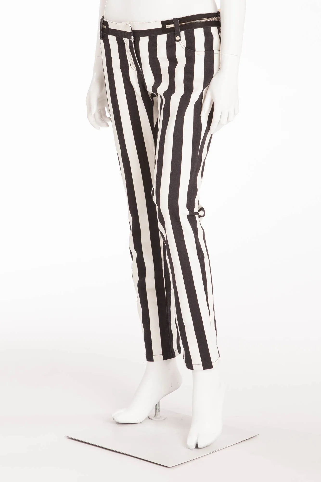 Balmain - As Seen on Fergie - Black and White Striped Pants - FR 40