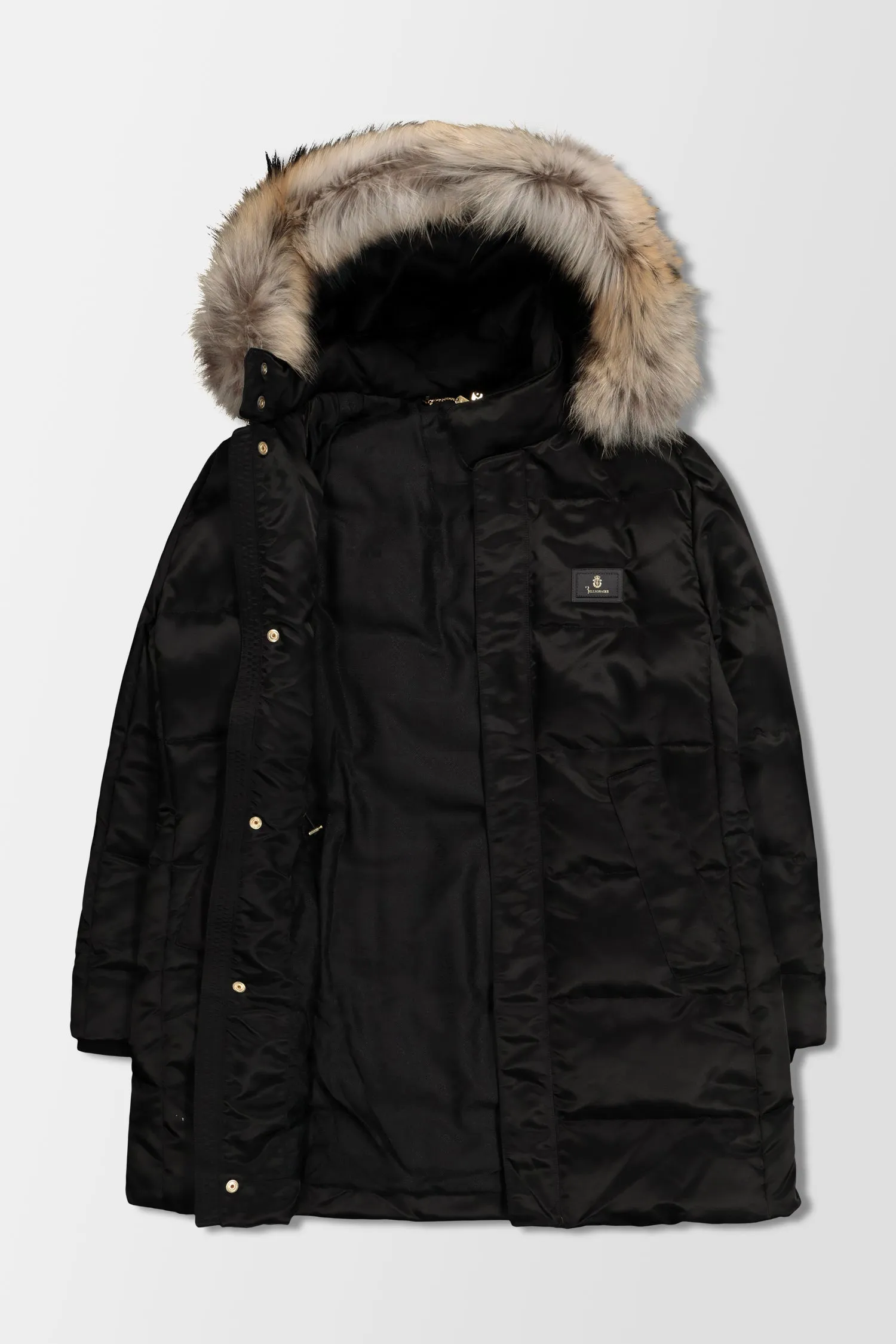 Luxurious Black Long Down Jacket for Billionaire Elegance