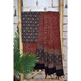 Black Ajrakh Triple Block Print Cotton Suit