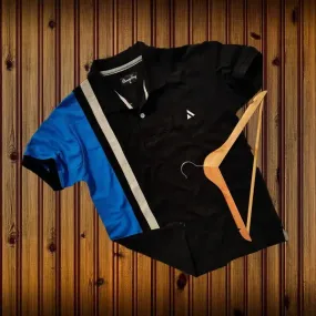 Black & blue with Melange vertical stripe Polo T-Shirt
