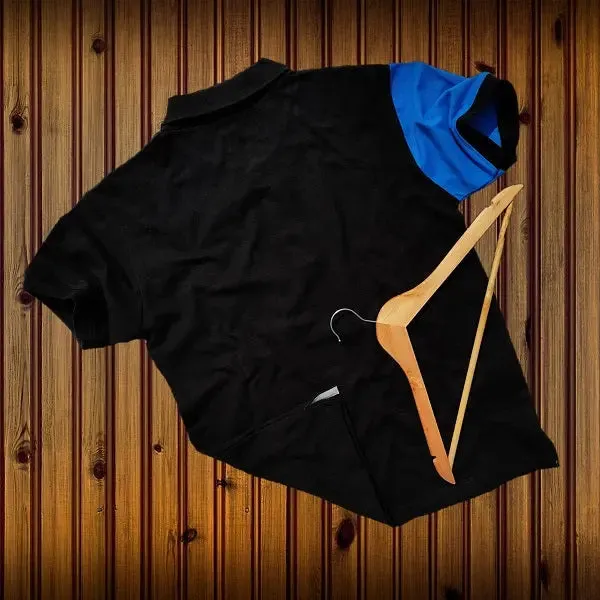 Black & blue with Melange vertical stripe Polo T-Shirt