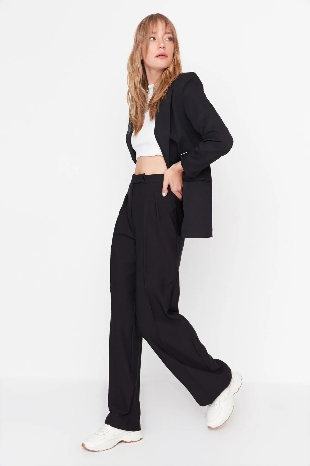 Black Straight Trousers - Trendyolmilla
