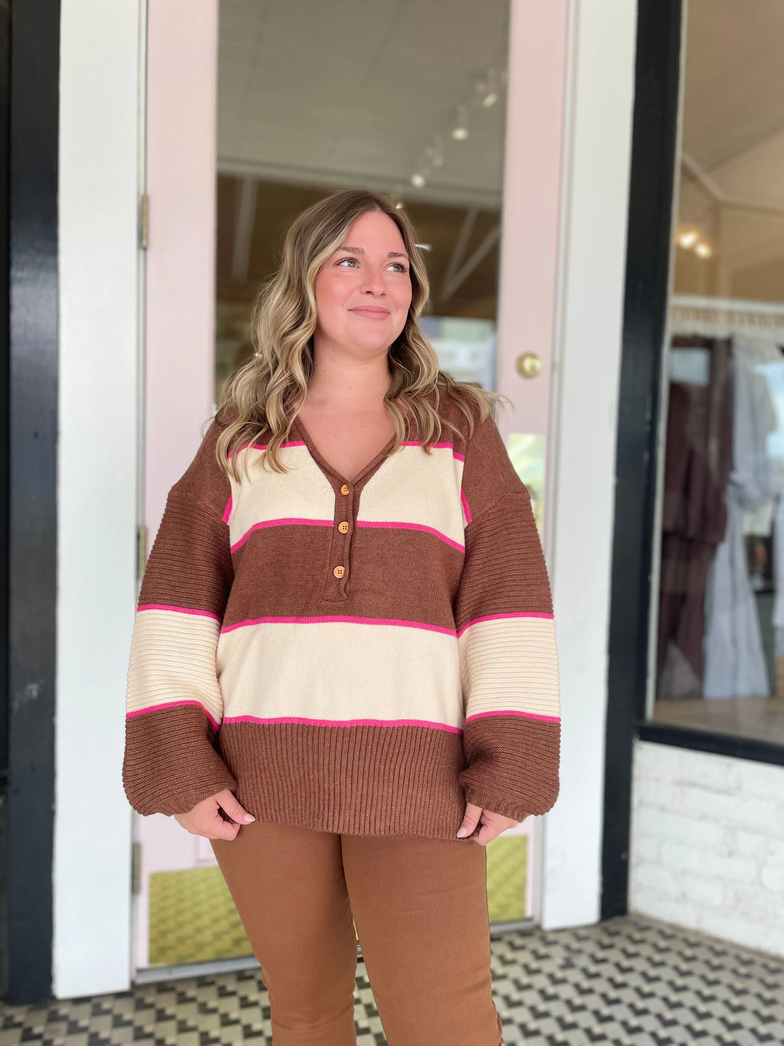 Camel   Pink Pullover Sweater