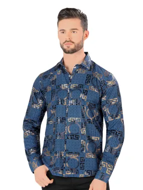 Camisa Casual Manga Larga Estampada para Hombre 'Montero' - ID: 0802