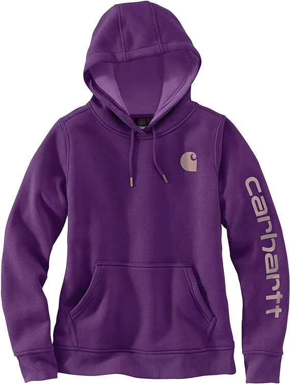 Carhartt Womens Purple Relaxed Fit Midweight Graphic Sweatshirt with Logo Sleeve