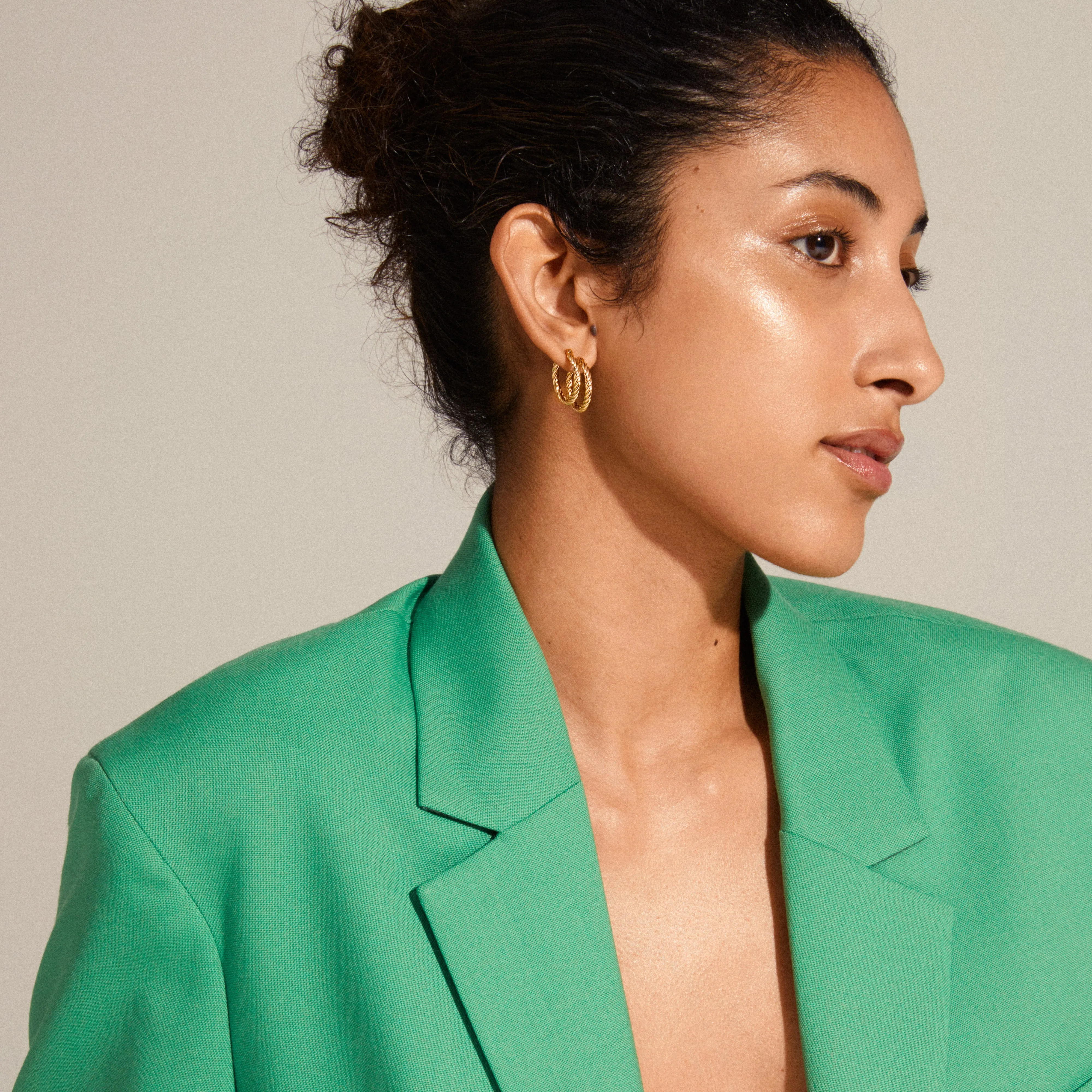 CECE recycled twisted hoop earrings gold-plated