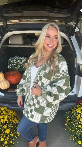 Checkmate Olive & Ivory Cardigan
