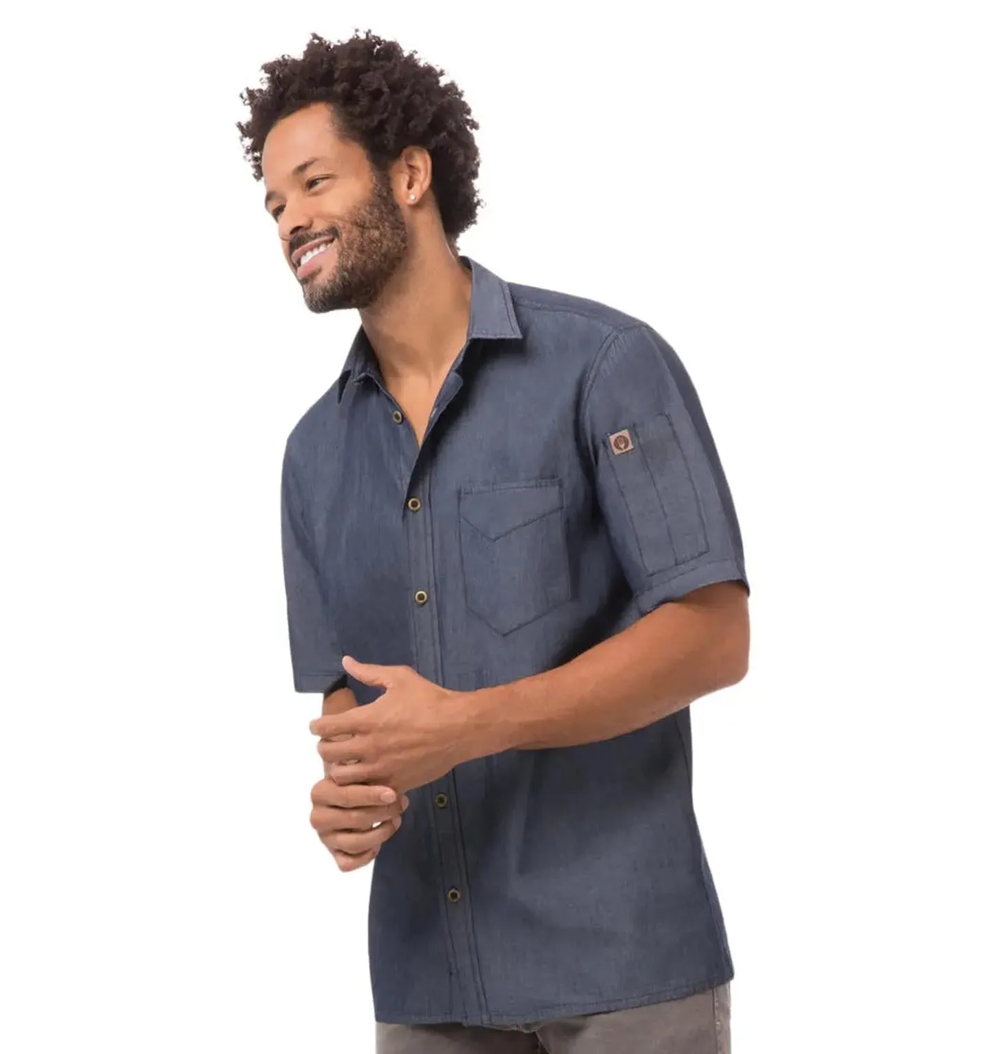 Chef Works Detroit Short Sleeve Denim Shirt (Short Sleeve)