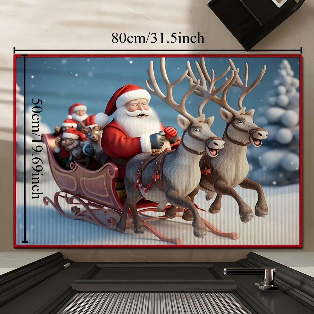 Christmas-Themed Absorbent Non-Slip Bath Mat - Perfect for Bathroom, Kitchen, Living Room & Bedroom Decor - Ideal Housewarming Gift