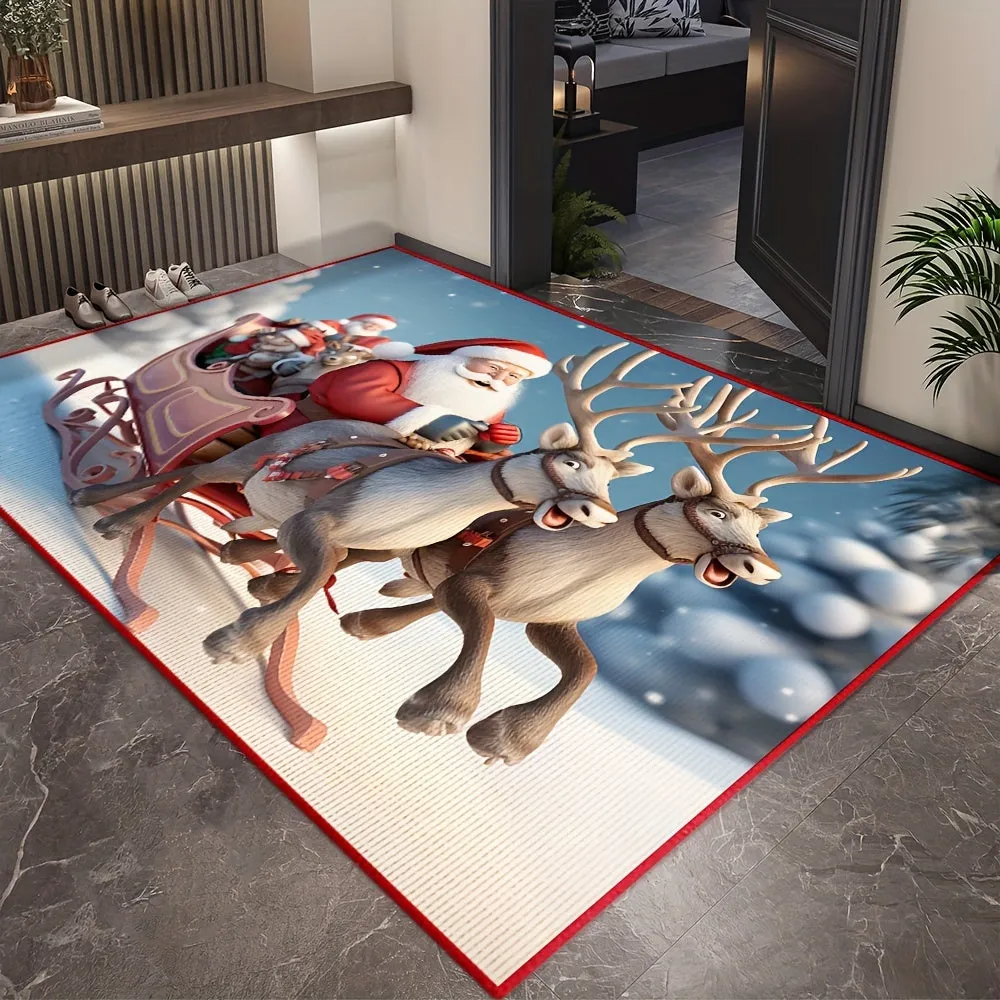 Christmas-Themed Absorbent Non-Slip Bath Mat - Perfect for Bathroom, Kitchen, Living Room & Bedroom Decor - Ideal Housewarming Gift