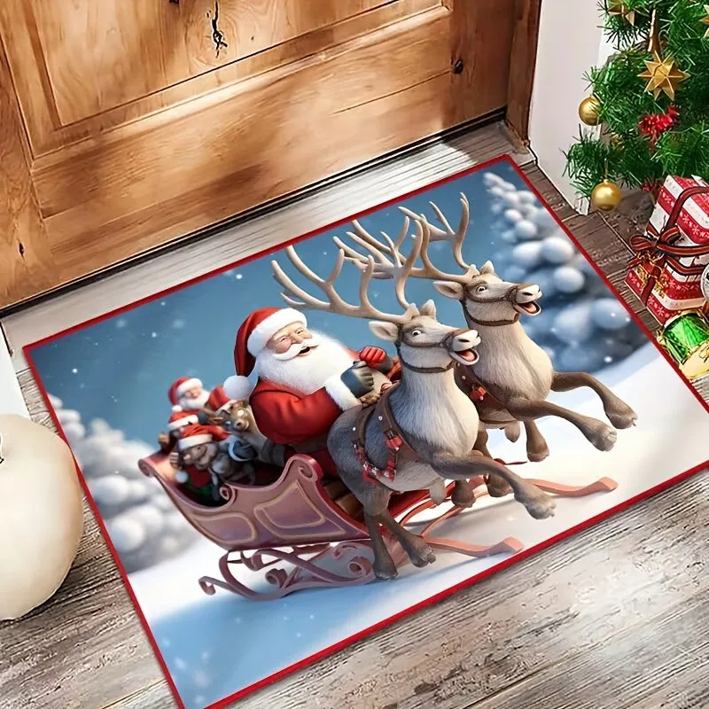 Christmas-Themed Absorbent Non-Slip Bath Mat - Perfect for Bathroom, Kitchen, Living Room & Bedroom Decor - Ideal Housewarming Gift