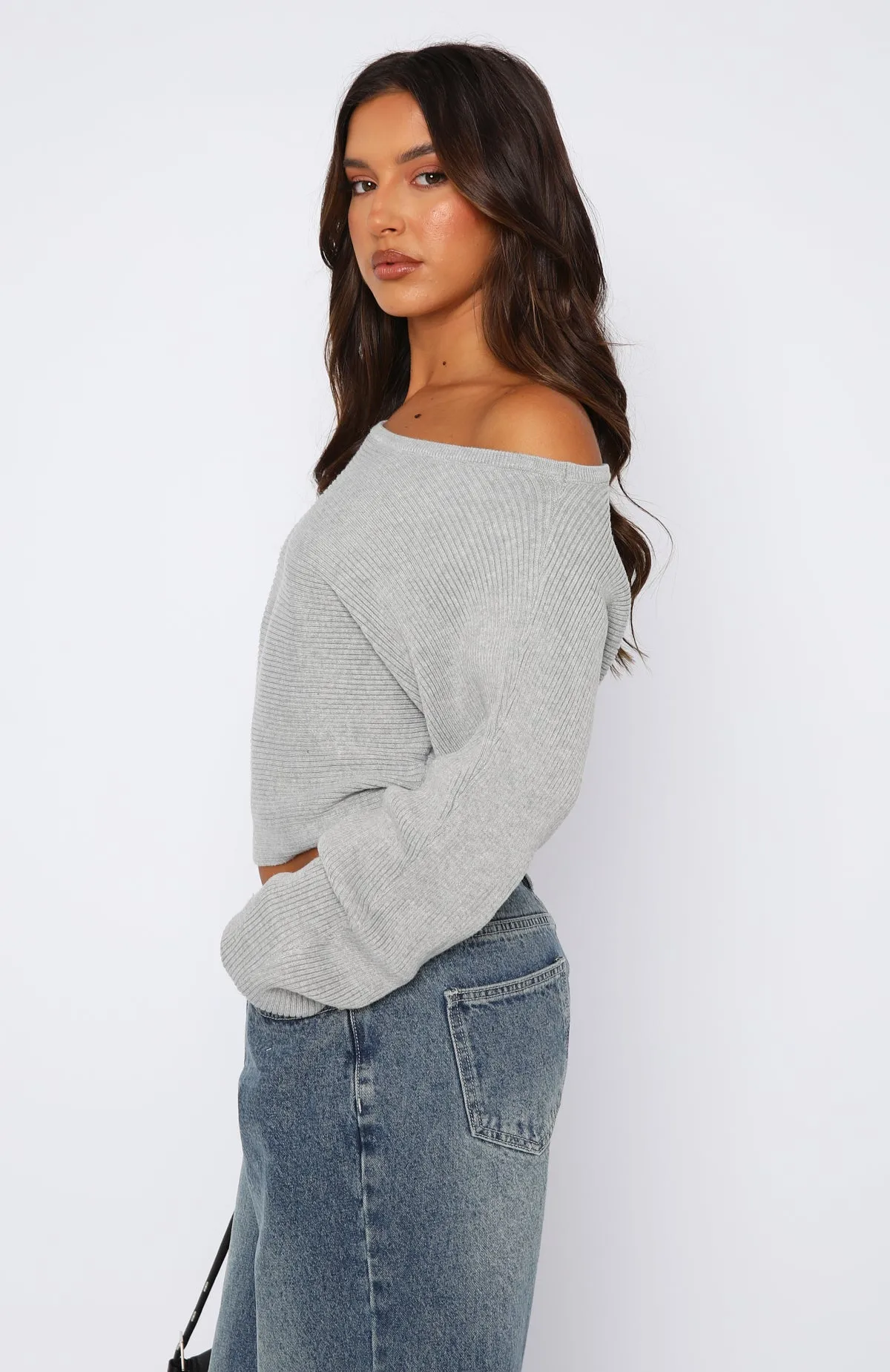 Grey Marle Knit Sweater - Cozy Cover-Up Design