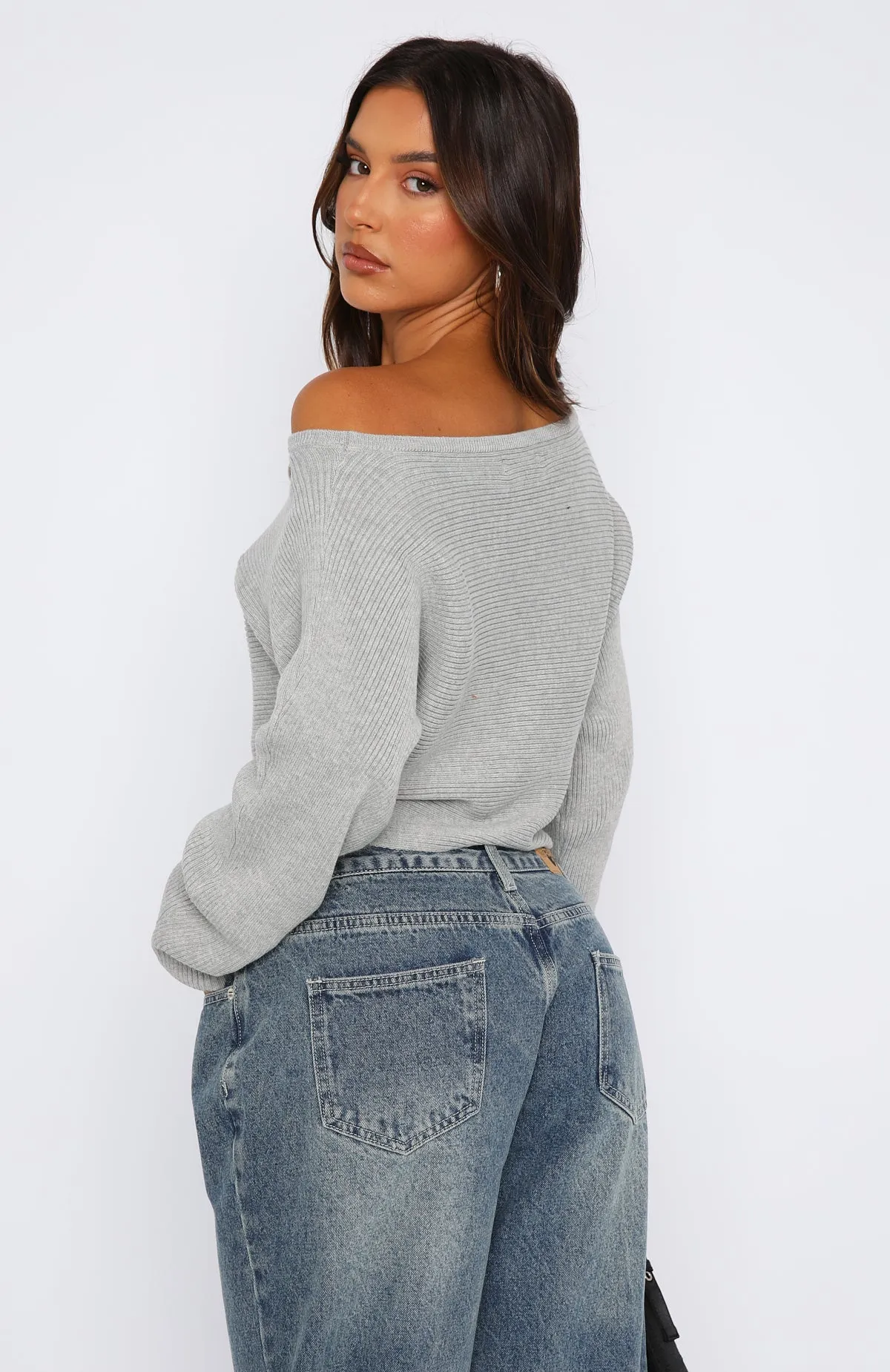 Grey Marle Knit Sweater - Cozy Cover-Up Design