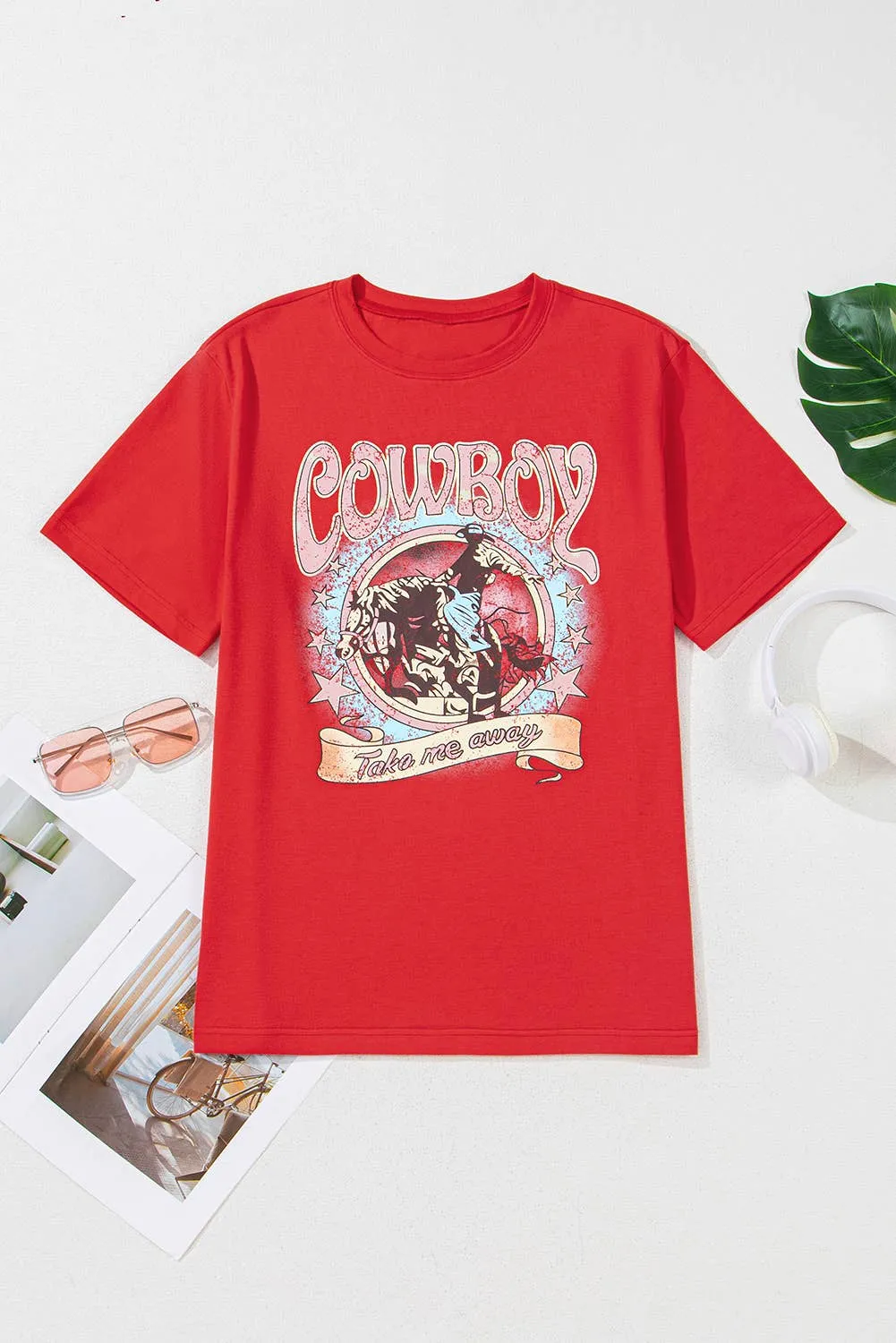 Cowboy Take Me Away Graphic Western Loose Tee