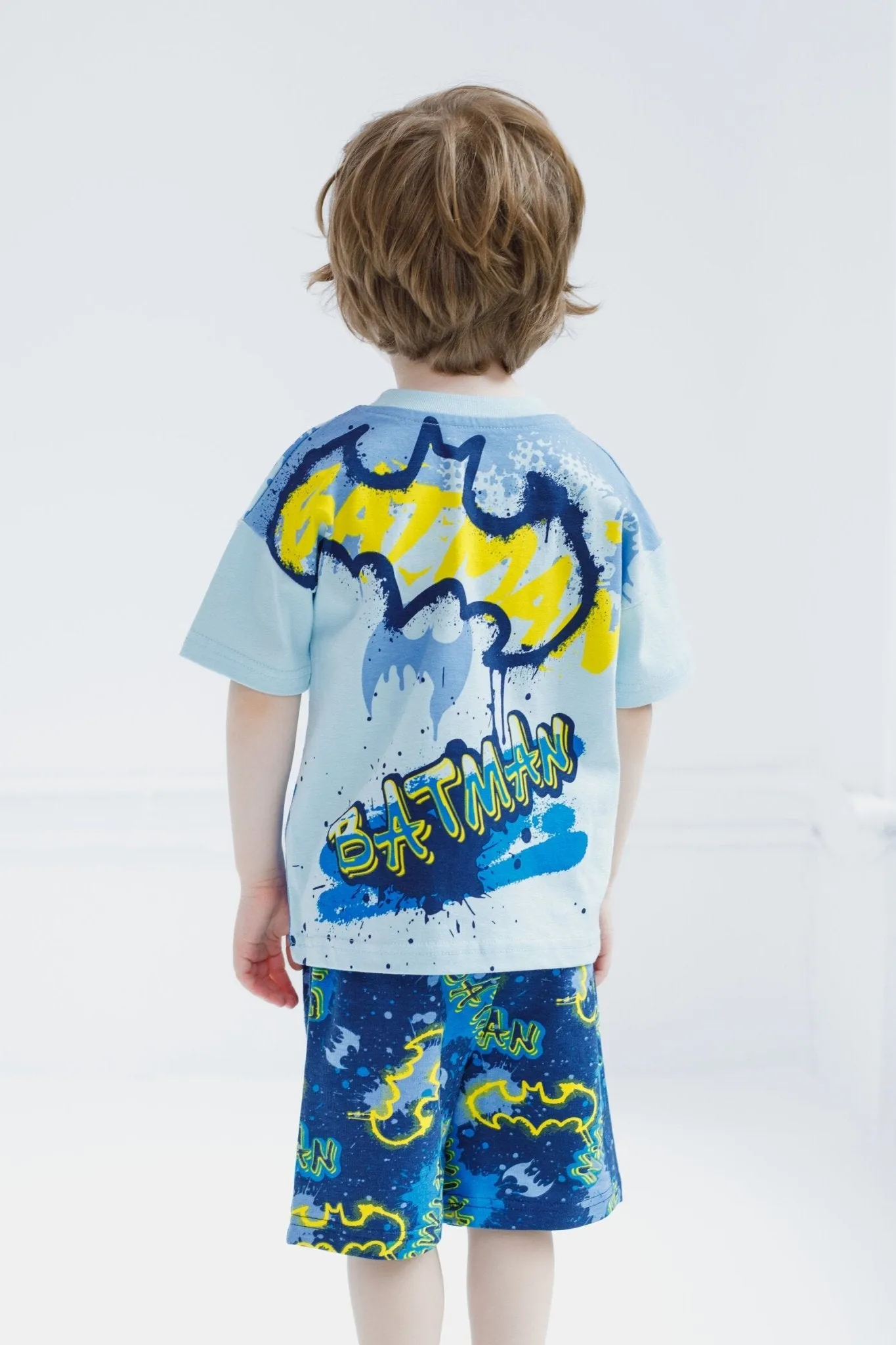 DC Comics Batman Drop Shoulder T-Shirt and French Terry Shorts Outfit Set
