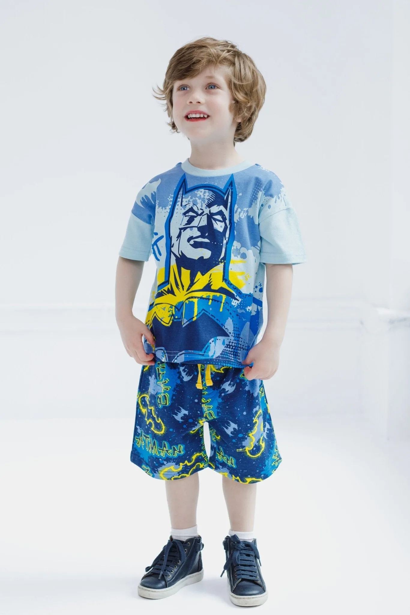 DC Comics Batman Drop Shoulder T-Shirt and French Terry Shorts Outfit Set