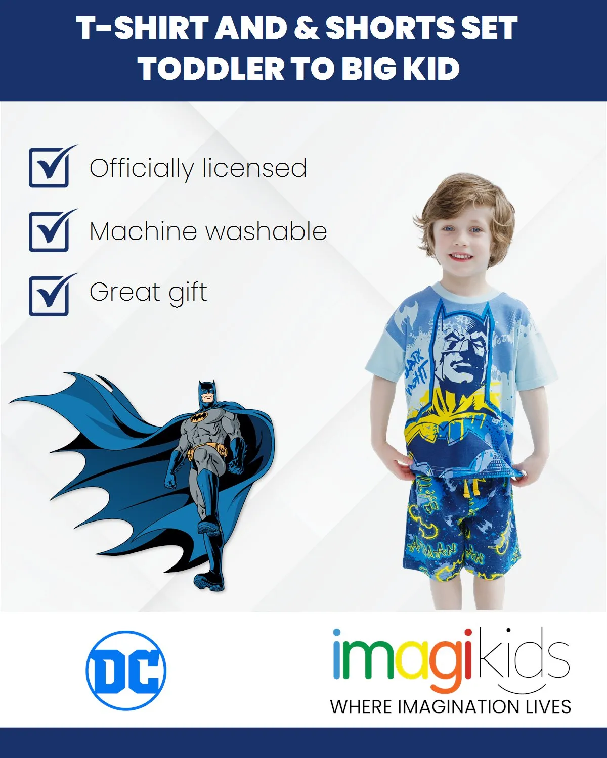 DC Comics Batman Drop Shoulder T-Shirt and French Terry Shorts Outfit Set