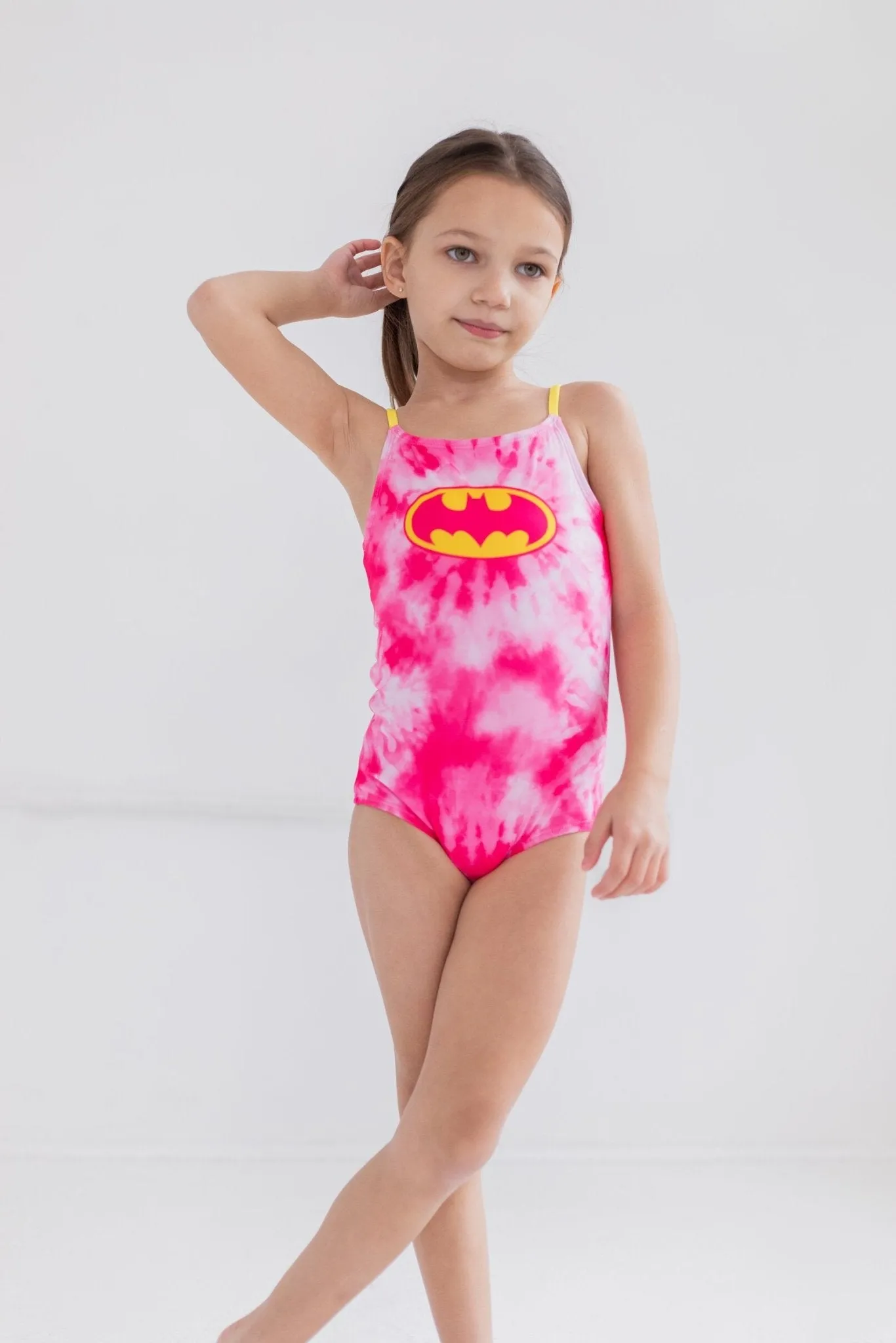 DC Comics Justice League Batgirl Kids One Piece Swimsuit, UPF 50  Sun Protection