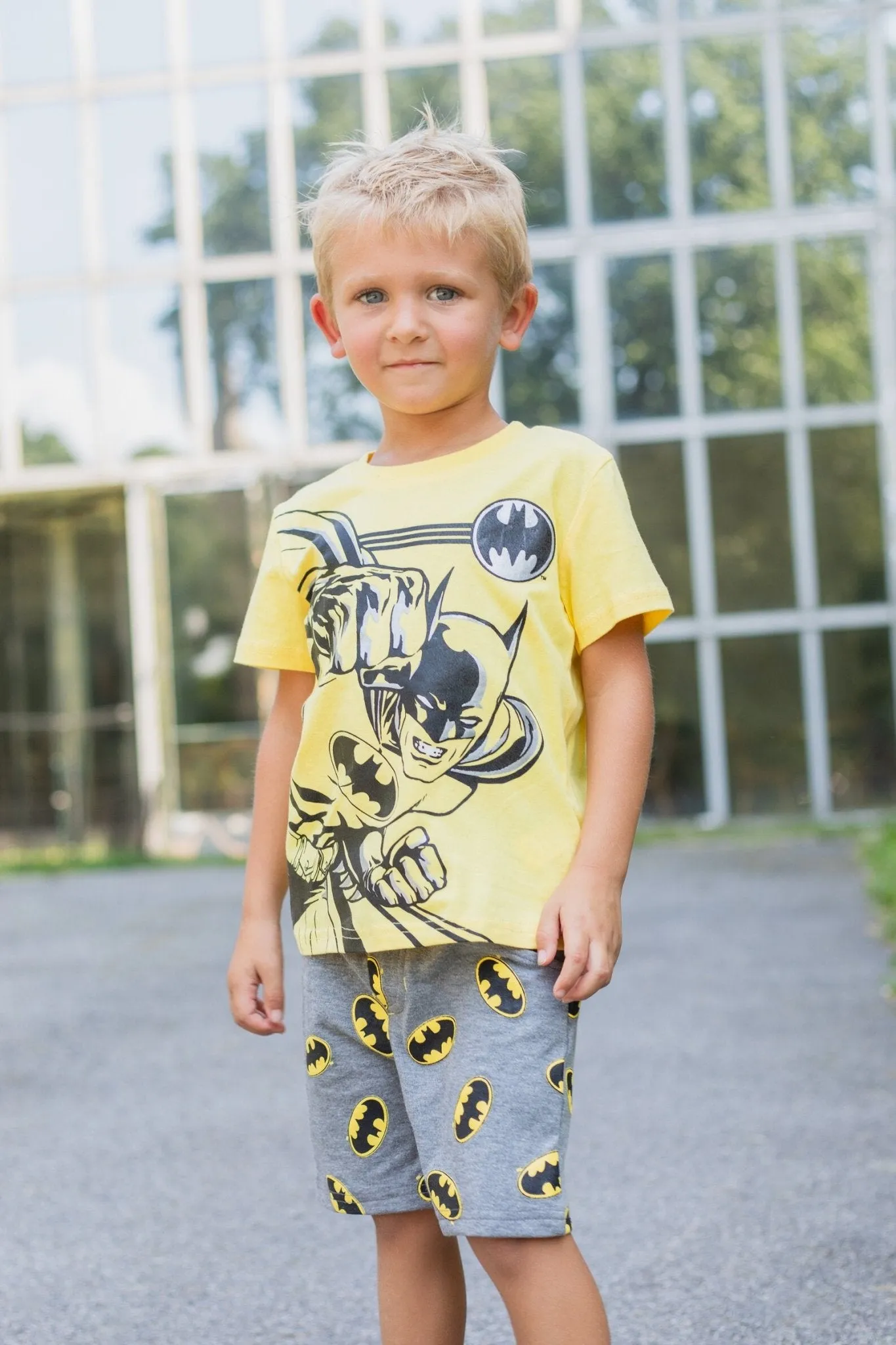 DC Comics Justice League Batman T-Shirt and French Terry Shorts Outfit Set
