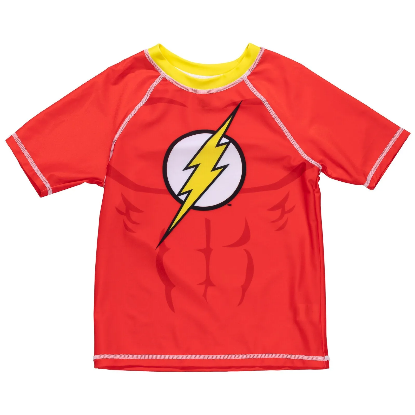 DC Comics Justice League The Flash UPF 50  Rash Guard Swim Trunks Outfit Set