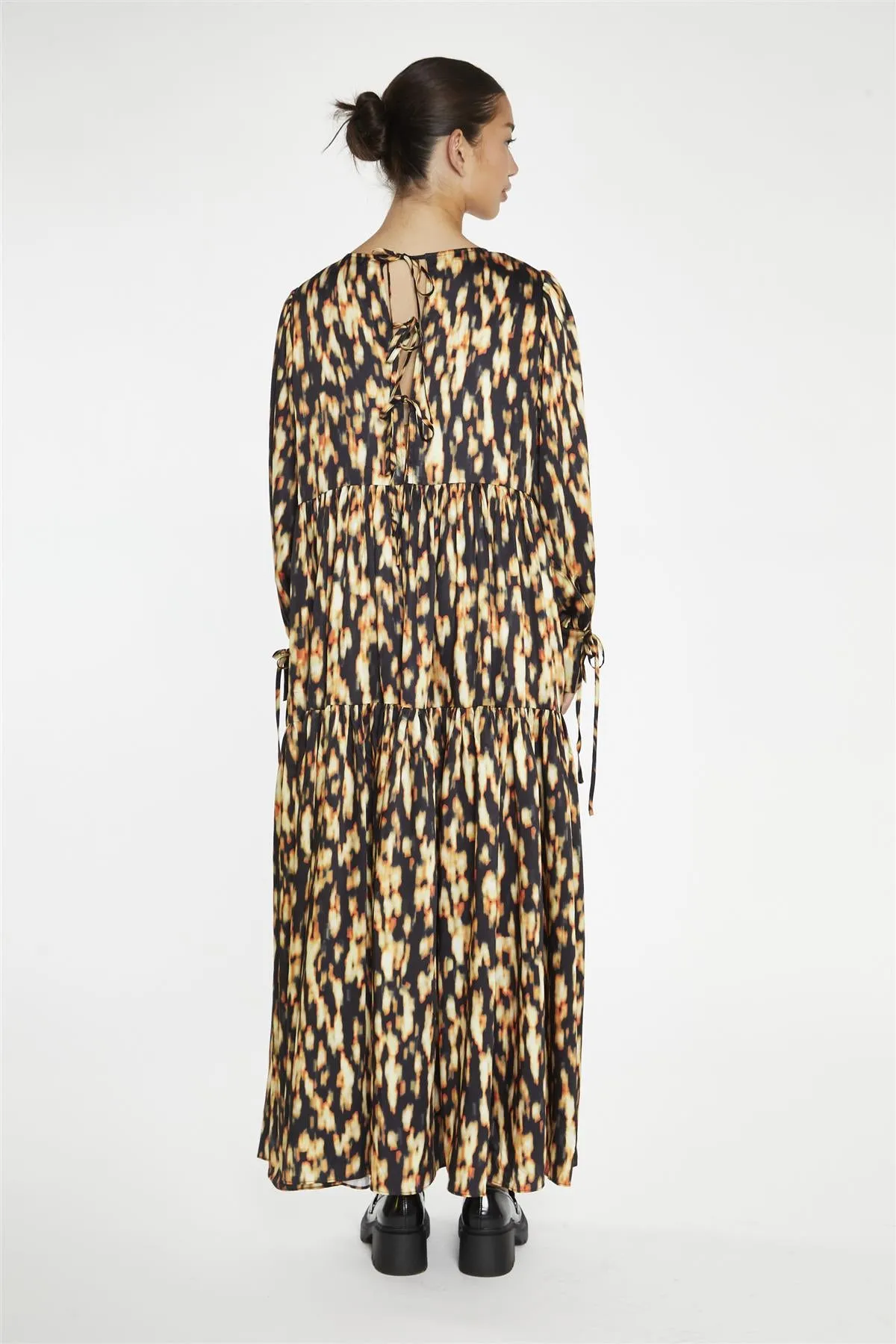 Digital Tie-Dye Oversized Tie-Front Maxi-Dress