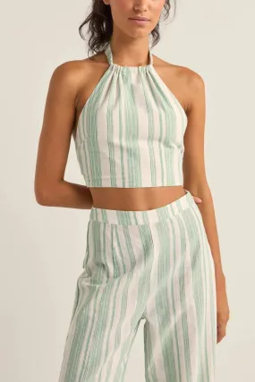 Dinero Stripe Halter Top - Green