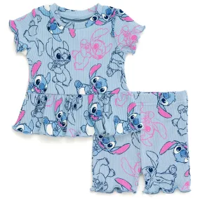 Disney Lilo & Stitch Stitch Tunic Peplum T-Shirt and Bike Shorts Outfit Set
