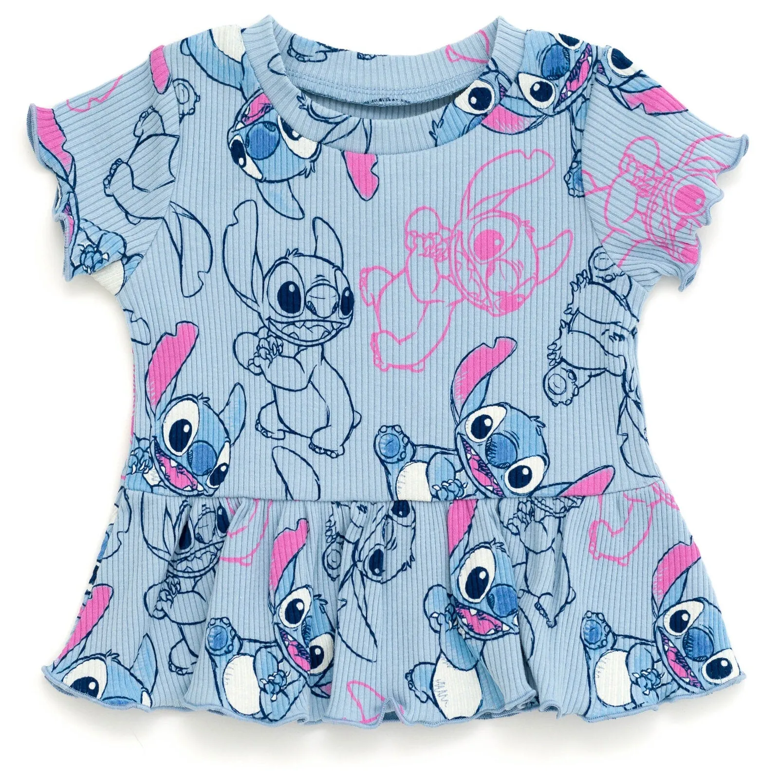 Disney Lilo & Stitch Stitch Tunic Peplum T-Shirt and Bike Shorts Outfit Set