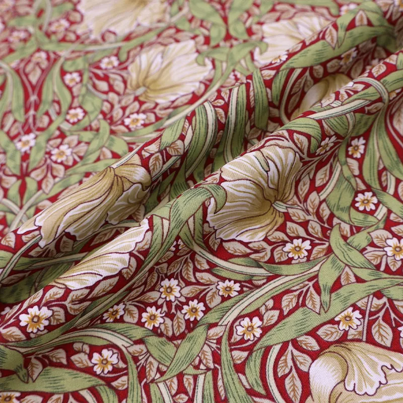 Dressmaking Floral Cotton Lawn - Rosemary - Red