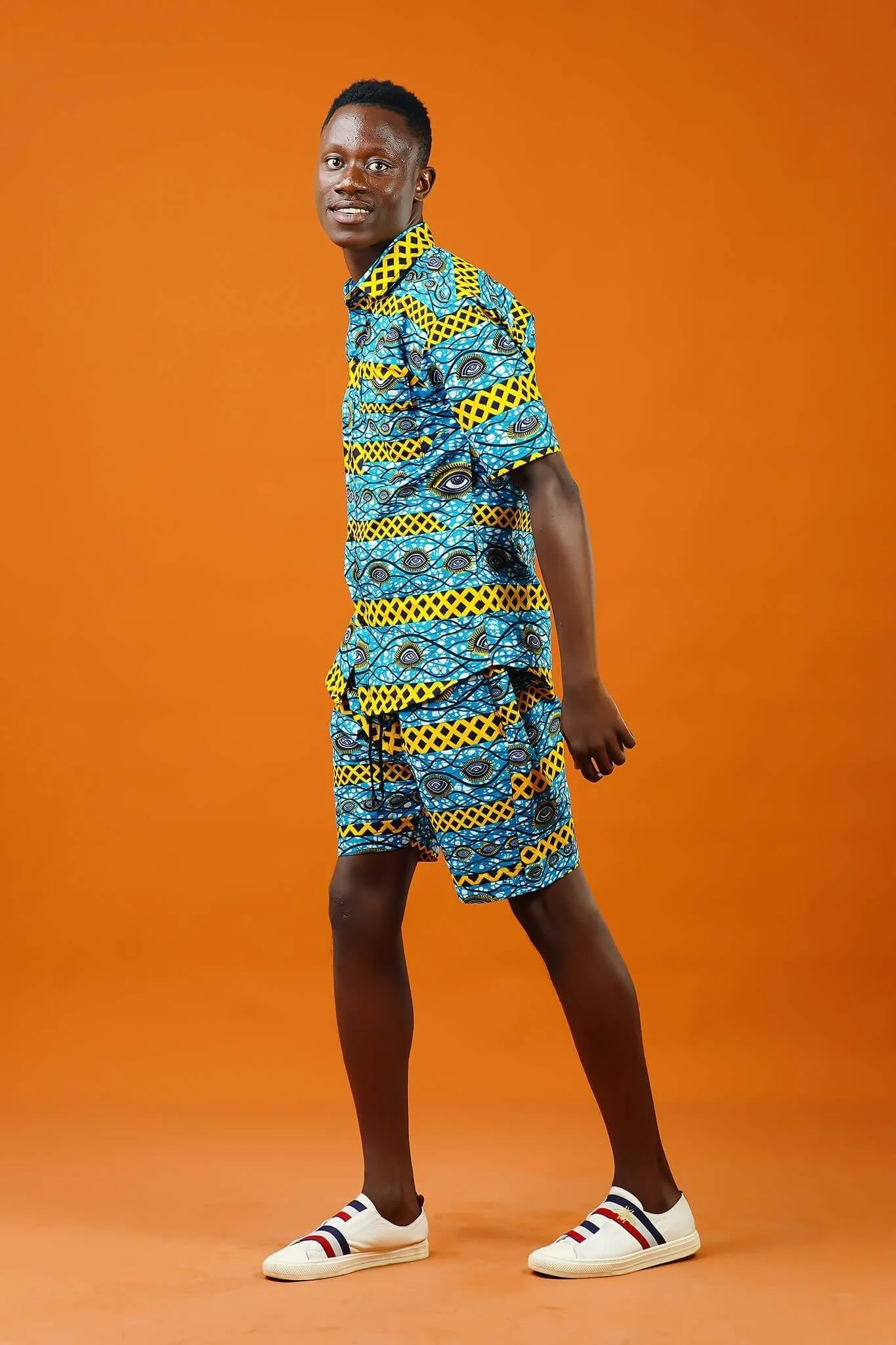 Easy On The Eye Blue African Print Short Sleeve Shirt