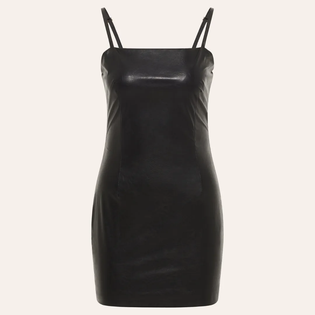 EHE Apparel Layla vegan leather mini Dress - Black