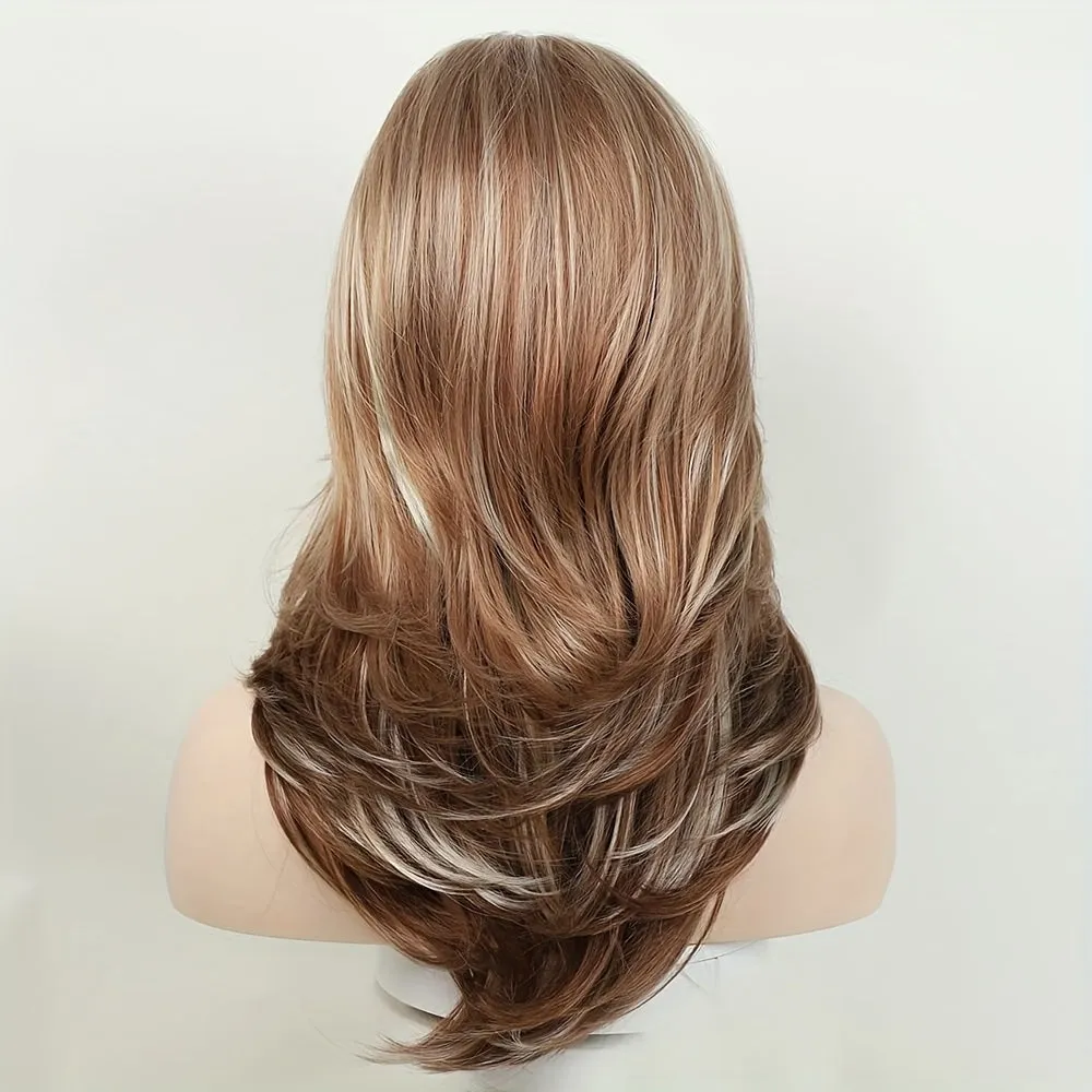 Elegant Long Wavy Synthetic Wig for Women - Beginner-Friendly, Heat-Resistant, 180% Dense with Rose Net Cap, Perfect for Daily Chic