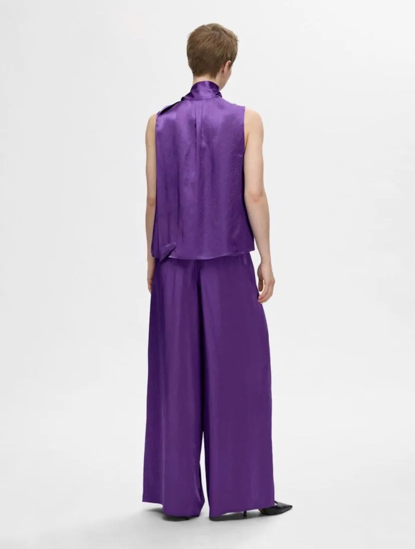 ELENA SATIN WIDE PANTS - SELECTED