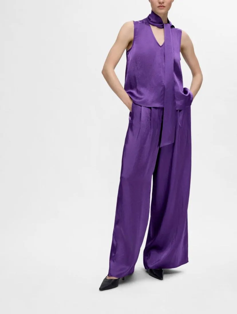 ELENA SATIN WIDE PANTS - SELECTED
