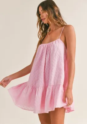Embroidered Mini Dress Lily in Pink