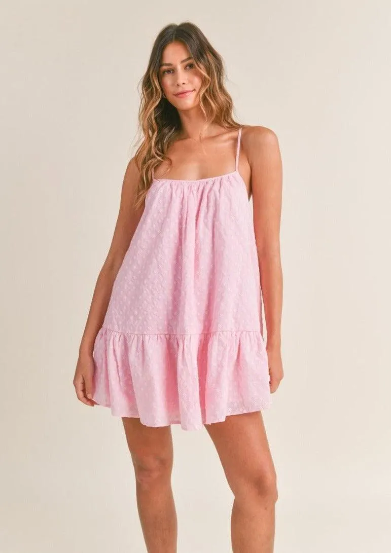 Embroidered Mini Dress Lily in Pink